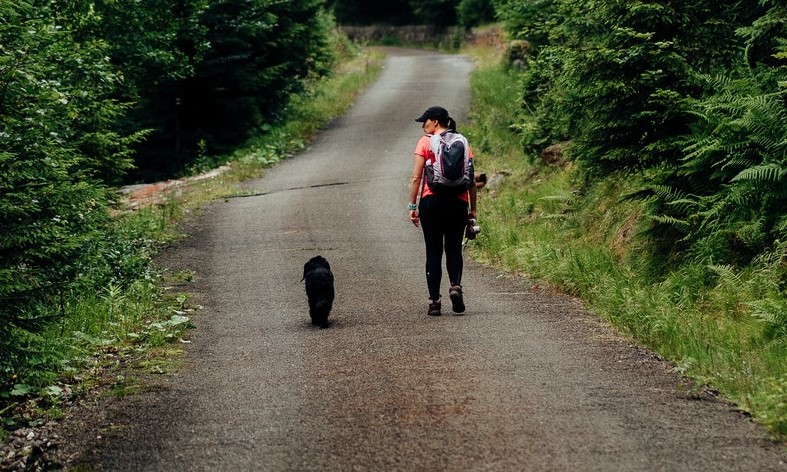 Girl Hiking with Dog